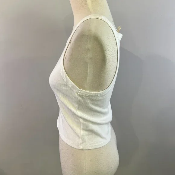 OPEN EDIT‎ Ribbed Crop Racerback Tank in White (S) - Picture 3 of 7